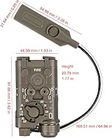 Vista 5 de Airsoft - Vista láser táctica PEQ de metal con interruptor de presión doble LA23, 8 modos con luz roja/verde+IR+blanca con ajuste de brillo, apto