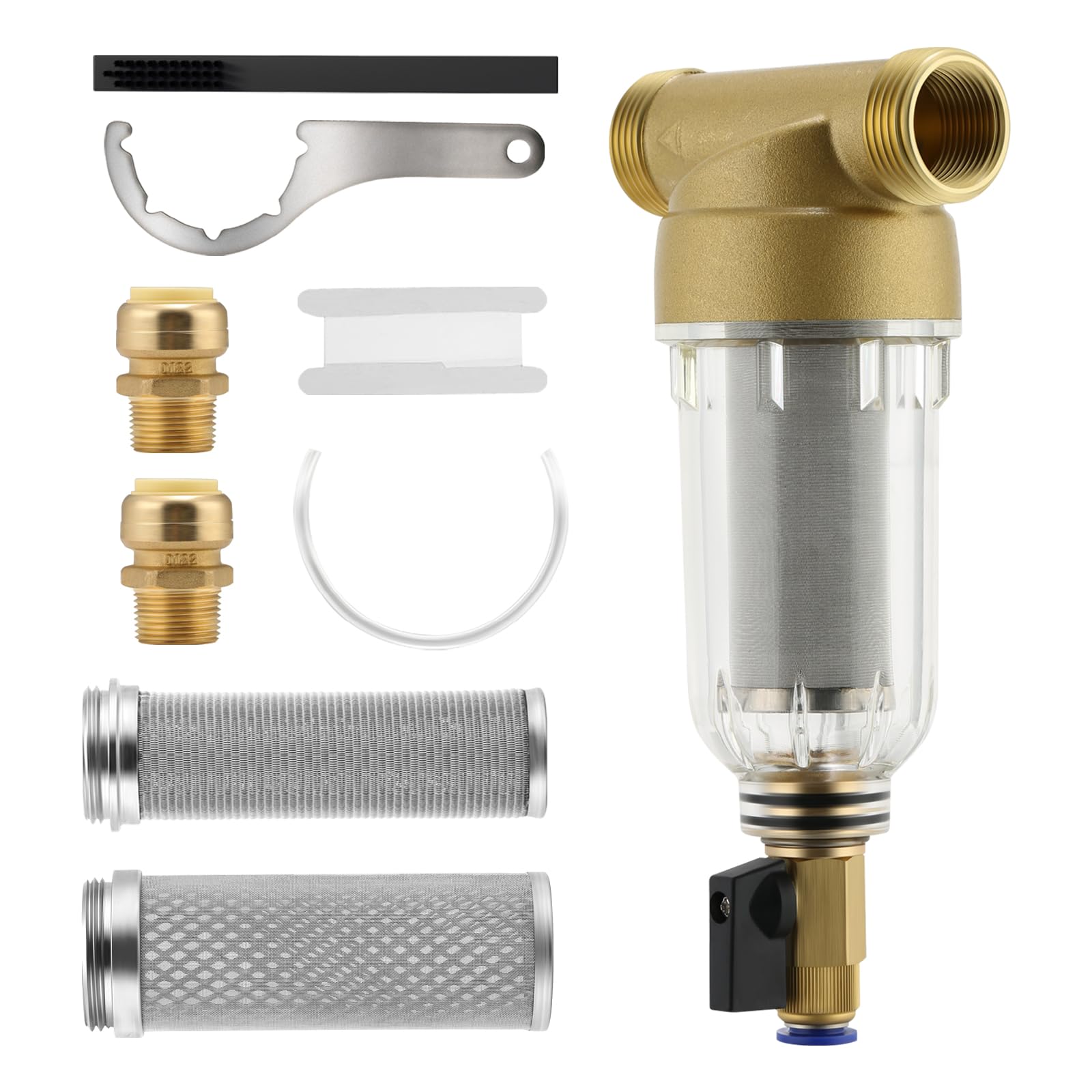 Watflow 50 Micron Spin Down Sediment Filter, Sediment Water Filter, Home Water Filter with 100&200 Micron Filters