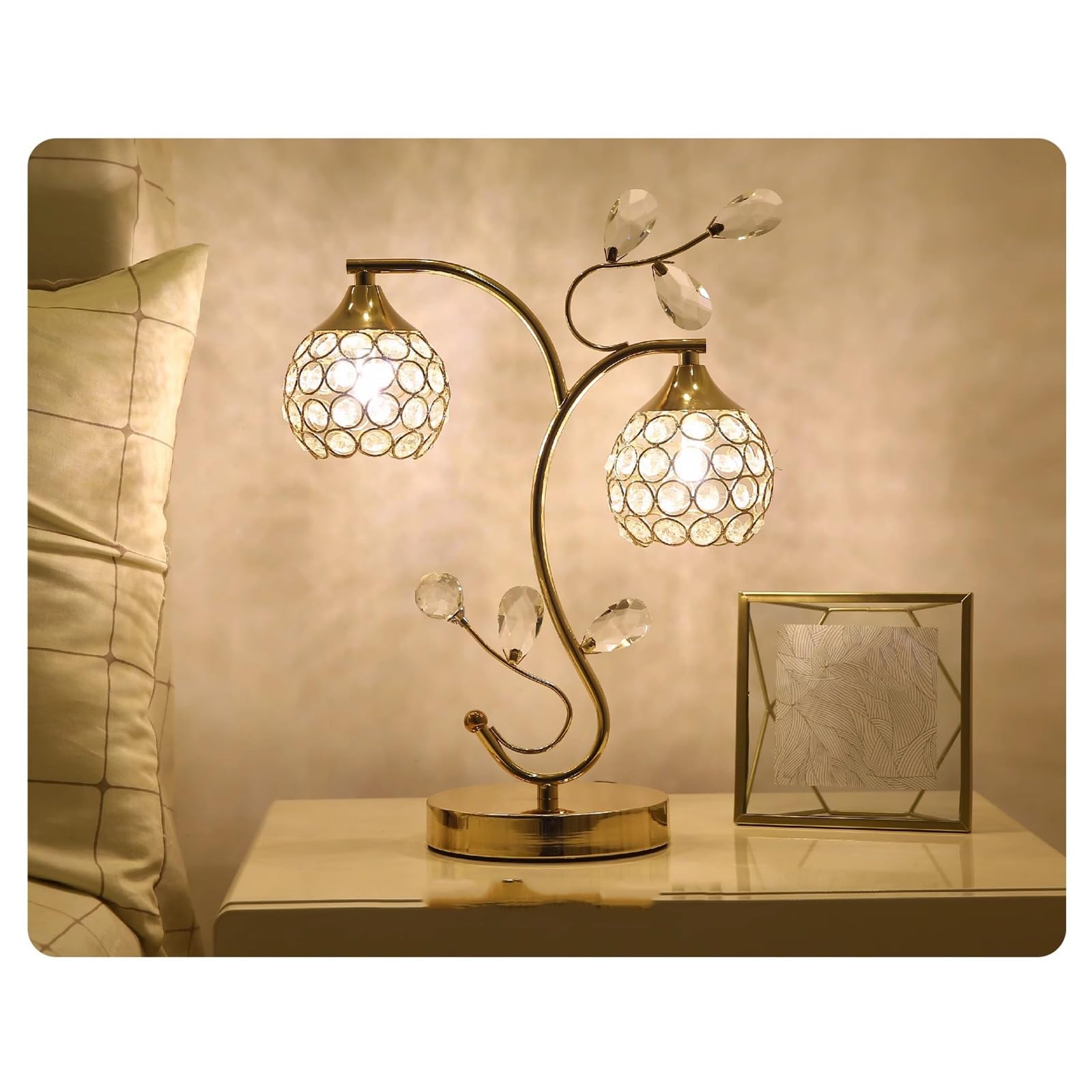 Affascinante Lampada da tavolo in cristallo con controllo a pulsante in comodino dimmerabile a 3 vie Arredamento per la casa(Three Color Lamp,Dimmer)