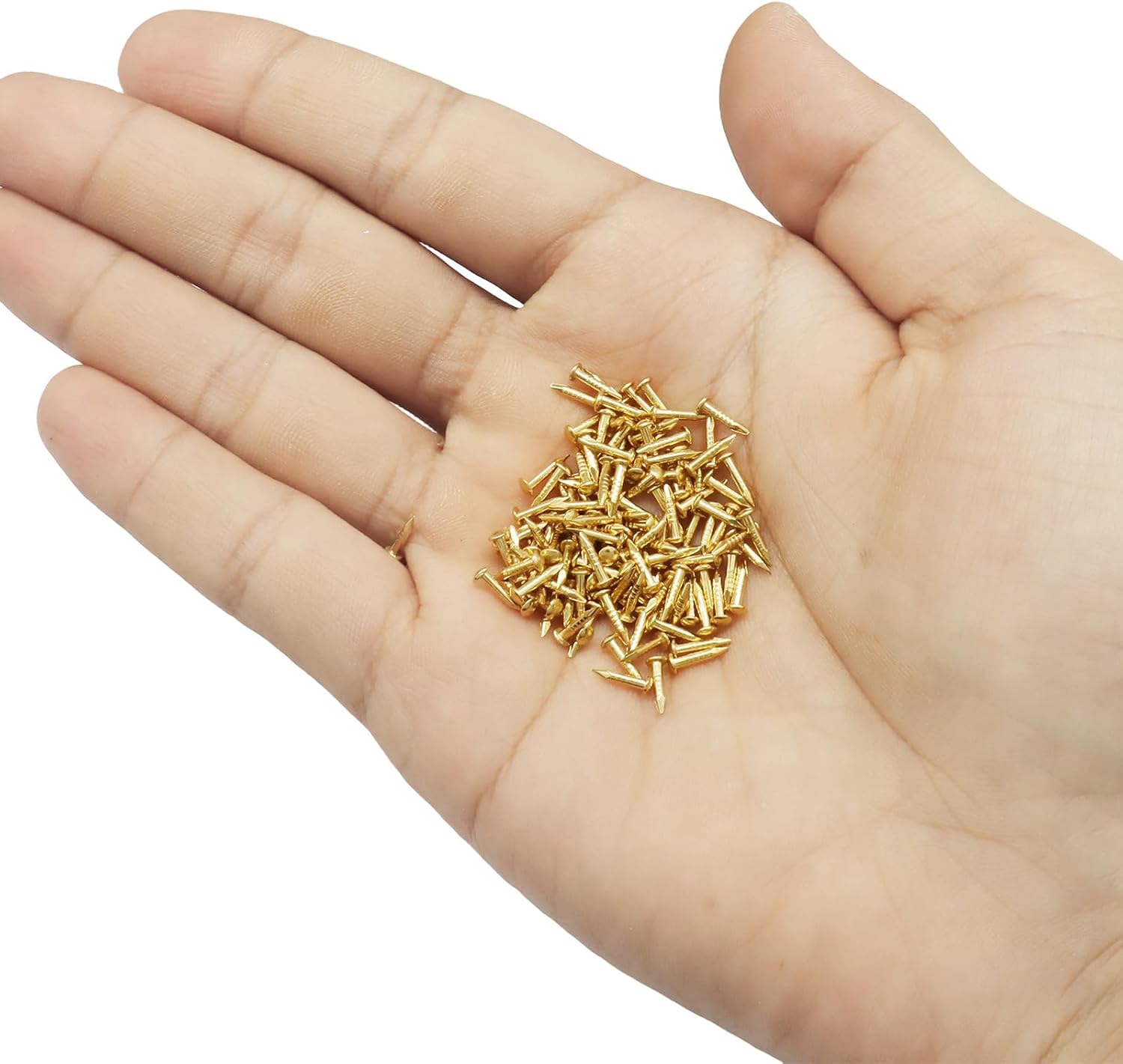 200pcs Small Tiny Nails, 1.2 x 7mm Brass Copper Nails for Wooden DIY, Decorative Picture Frames, Box Making, Household Accessories
