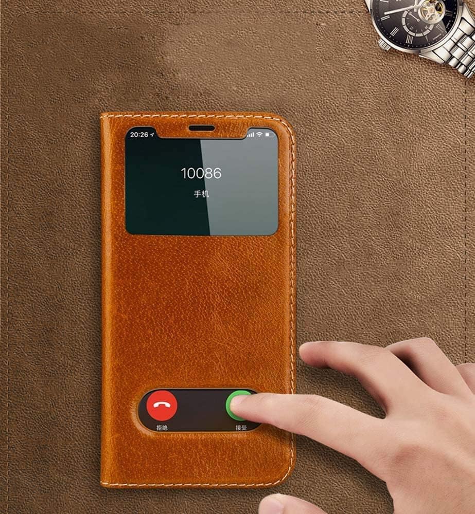 TEYSHA Cellphone Case Leather Wallet Case, for iPhone Apple Xs/Xr/Xs Max Magnetic Flip Cover with Stand Feature, Transparent Window (Color : Preto, Size : 6.1 inch)