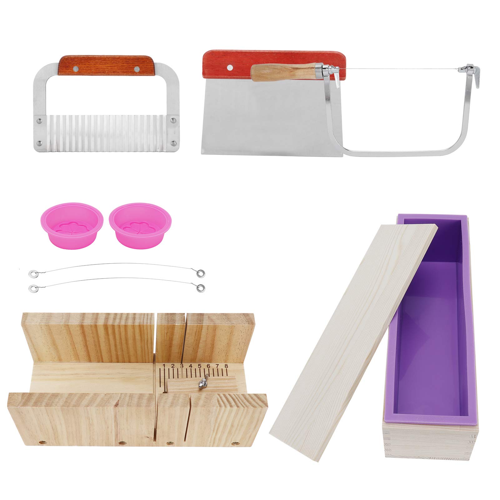Matybobe Silikon-Seifenformen-Set, Holz-Brotschneider, DIY-Seifenherstellungswerkzeug, 9-teiliges Set für Küchenzubehör