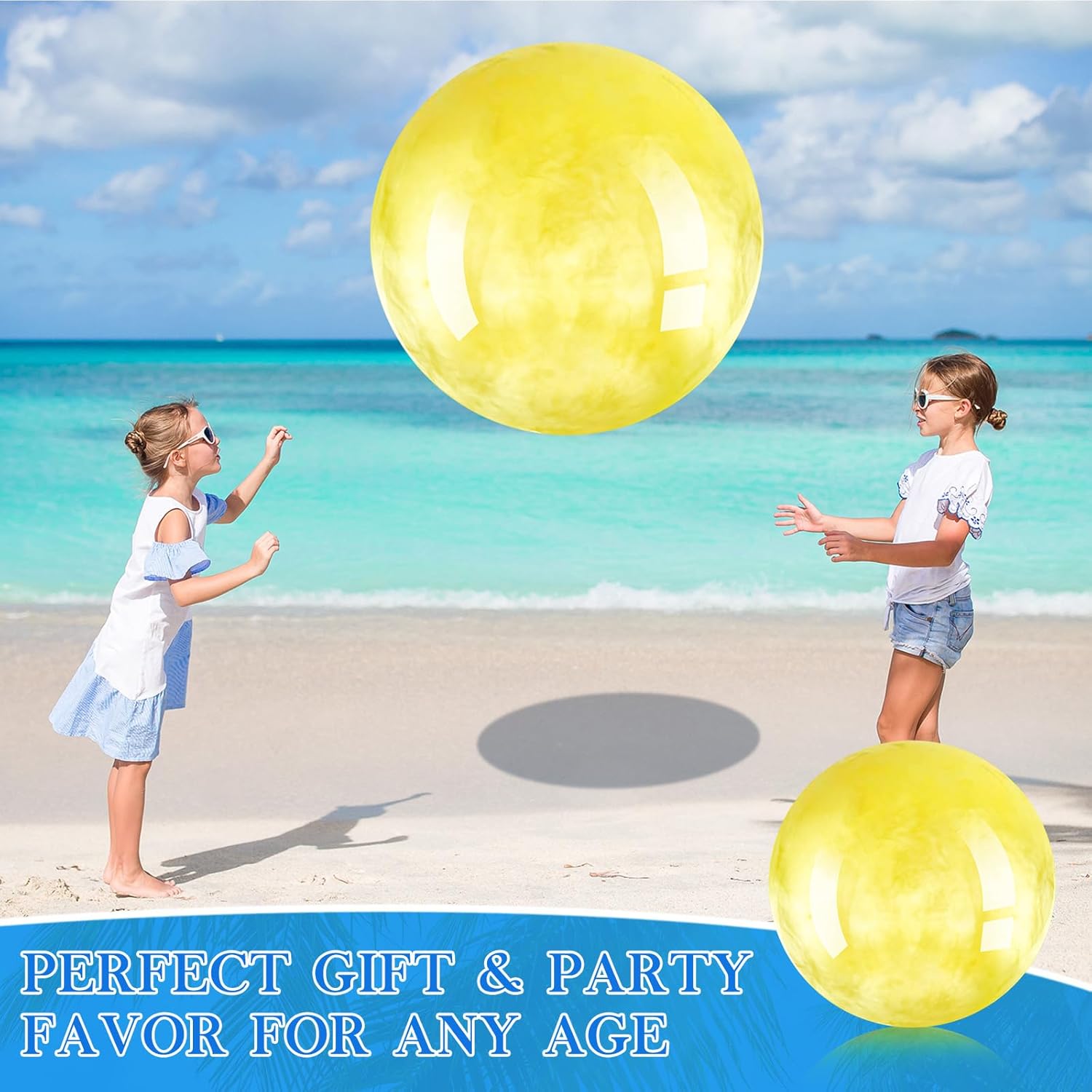 Meooeck 4 Pcs Inflatable Marbleized Big Bouncy Balls Large Rubber Ball Giant Inflatable Kickball Giant Beach Balls for Adult