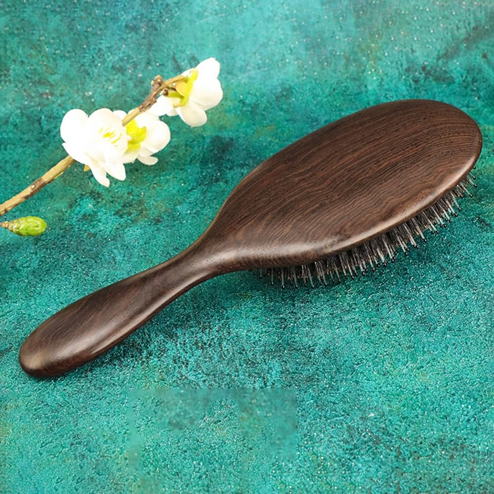 Cepillo para el cabello, cepillo de cerdas de jabalí 100% puras para mujeres y hombres, fino, largo, rizado o cualquier tipo de cabello, restaura el brillo y la textura y hace que el cabello