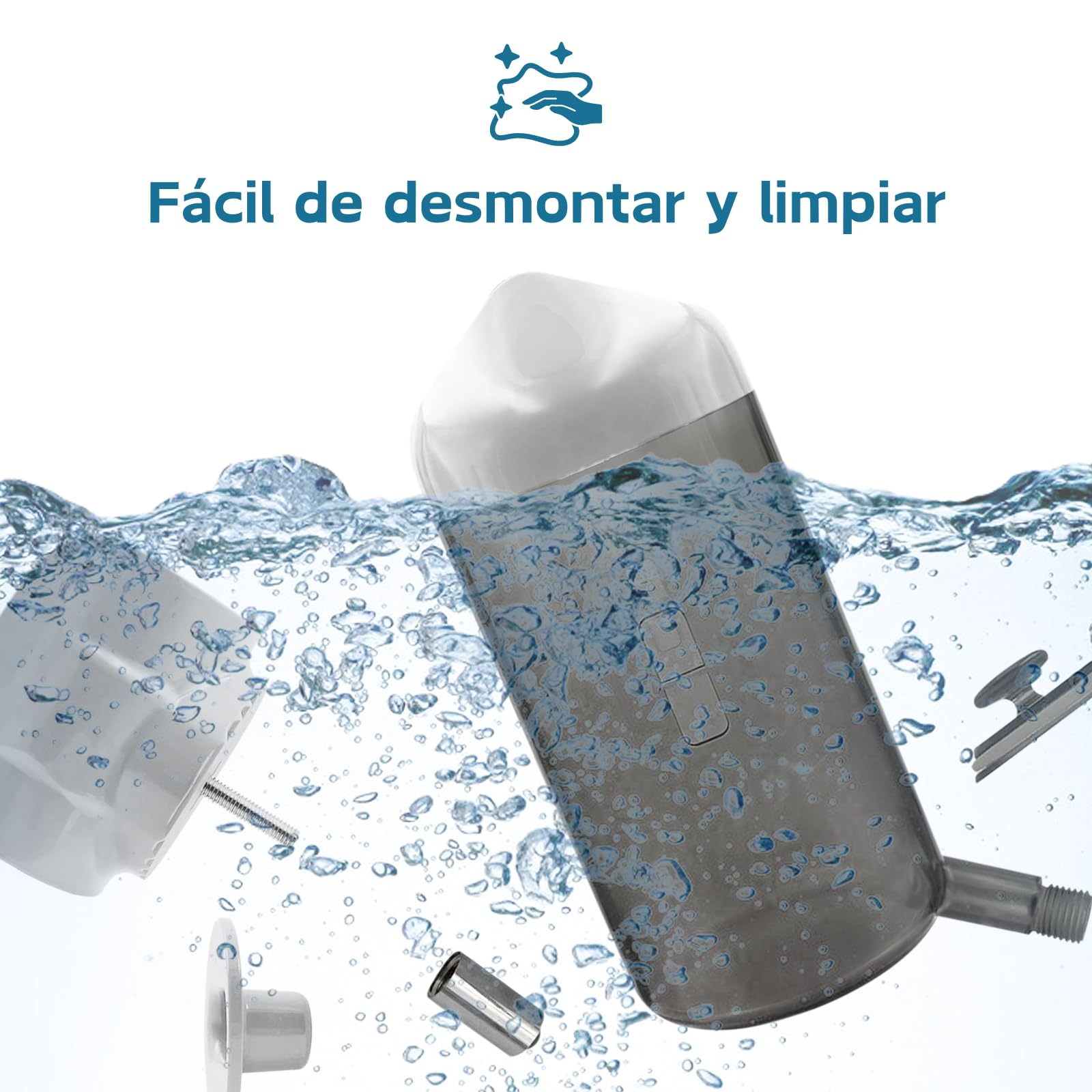 Dispensador de Agua Perros para Jaula, Septillar, 700ml, Bebedero Perro, Sin Goteo, Botella Agua Perro, Mascotas, Gato, Conejo (Gris)