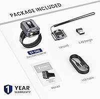 Vista 8 de Eyoyo Escáner de código de barras portátil con pulsera: escaneo de código 1D 2D rápido manos libres, mini lector de código QR inalámbrico Bluetooth