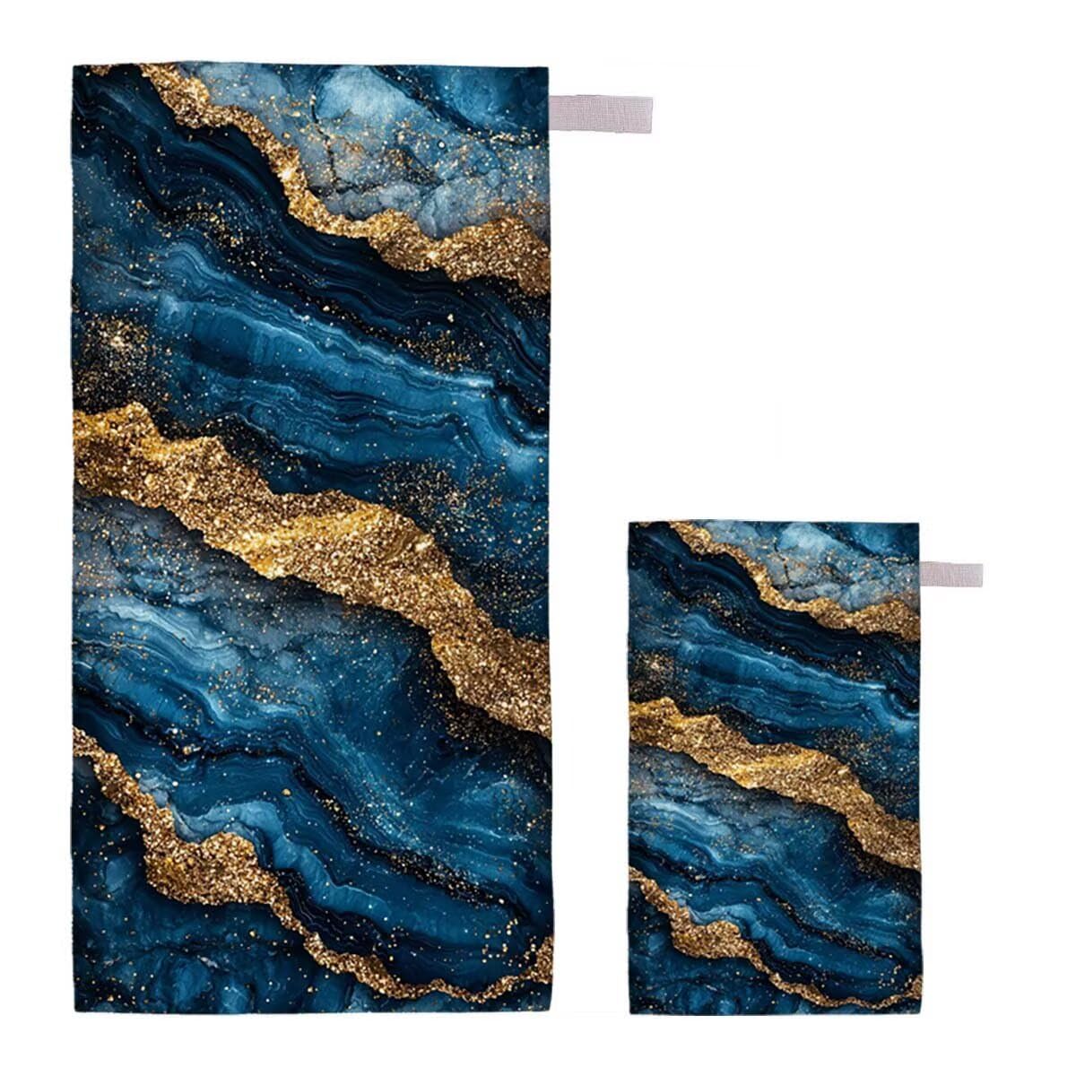 Toalla de Playa Grande 220x100cm/35x70cm, Juego de 2 Toalla Microfibra XXL de Antiarena, Toallas Playa Suave Ligera, Absorbente Secado Rápido, Beach Towel Viaje Yoga, Regalo Mujer Hombre (Mármol) G-34