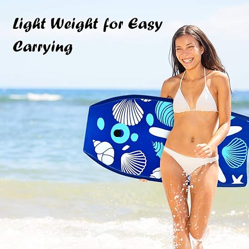 Miniatura 5 de GYMAX Boogie Boards para playa, 33"37"41" bodyboard súper ligero con fondo liso de polietileno de alta densidad y correa de muñeca premium,