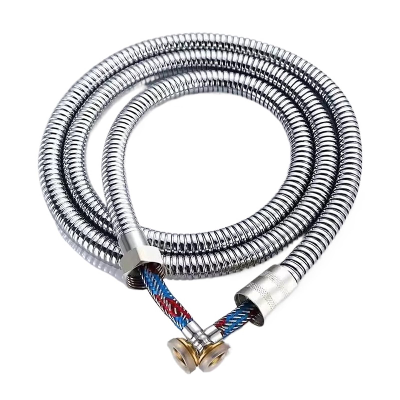 Mostpin Silver 1Pc 1.5/2/3M High Pressure Explosion-Proof Shower Hose G1/2 Universal Leak-Proof Large Flow Stainless Steel Braided Inner Tube(2.0M)