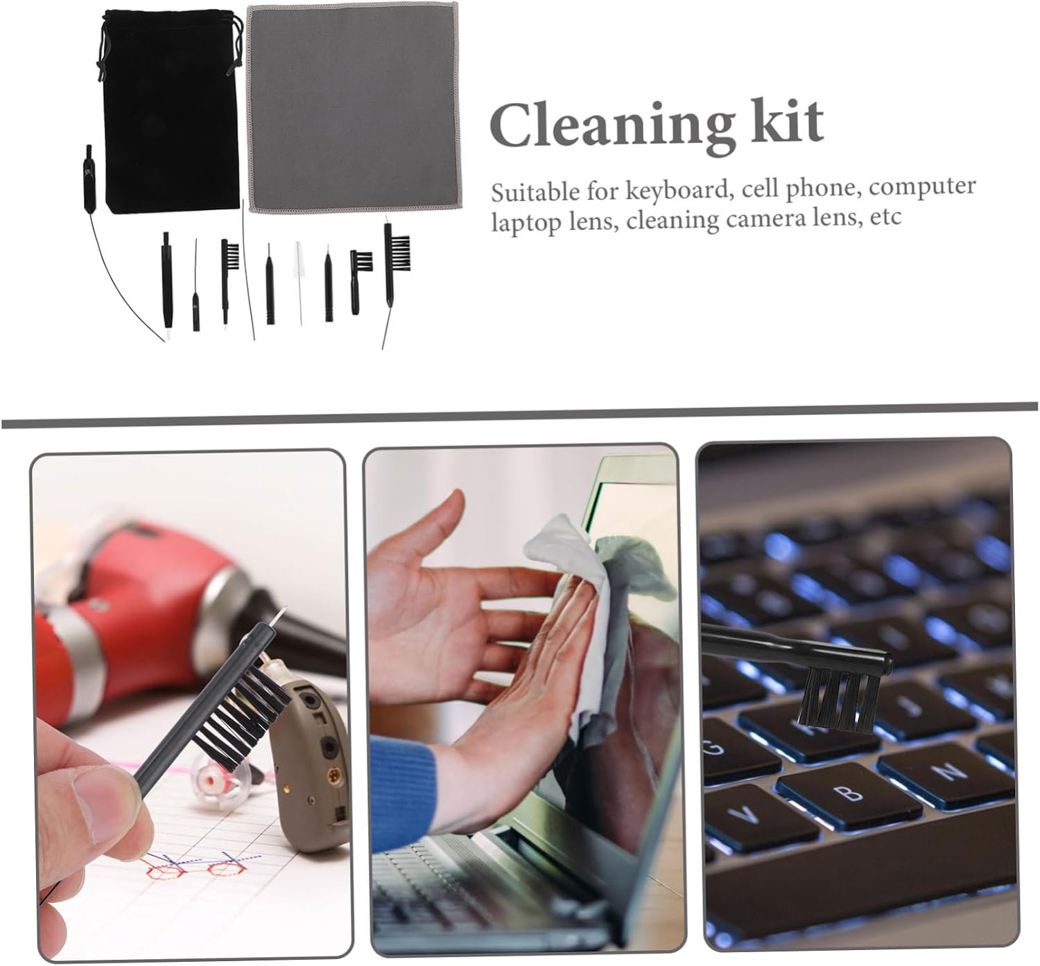 1set Multi-Functional and Electronic Device Cleaning Tool Kit Tube Brush for Earwax and Debris Removal
