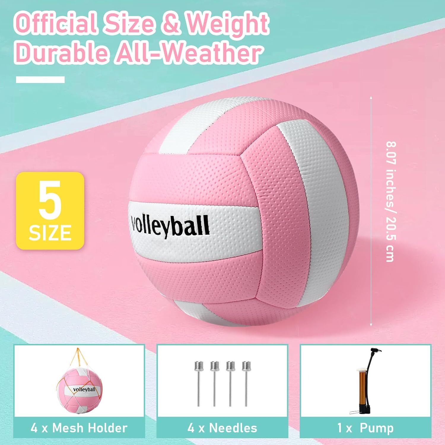 Soulchen 4 Pack Volleyball Official Size 5 Soft Official Volleyballs Kits with Pump Needles Mesh Bag Beginners Training Equipment Volleyball for Outdoor Gym Backyard Park Beach to Play Games