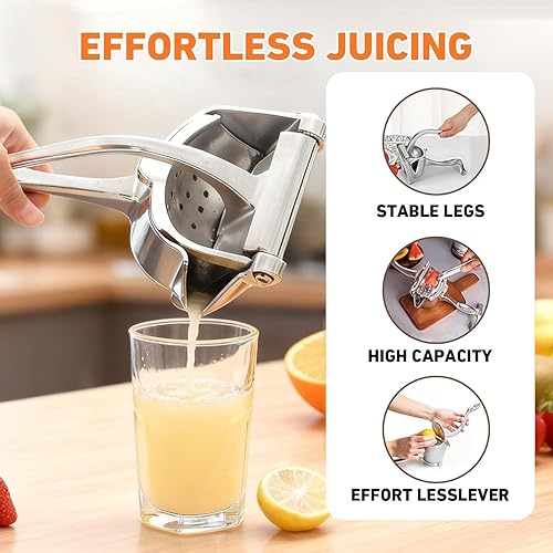 Miniatura 3 de Extractor de jugo de fruta fresca, exprimidor manual de limón con agarre ergonómico, fácil de usar y limpiar para naranja, cítricos, granada, lima,