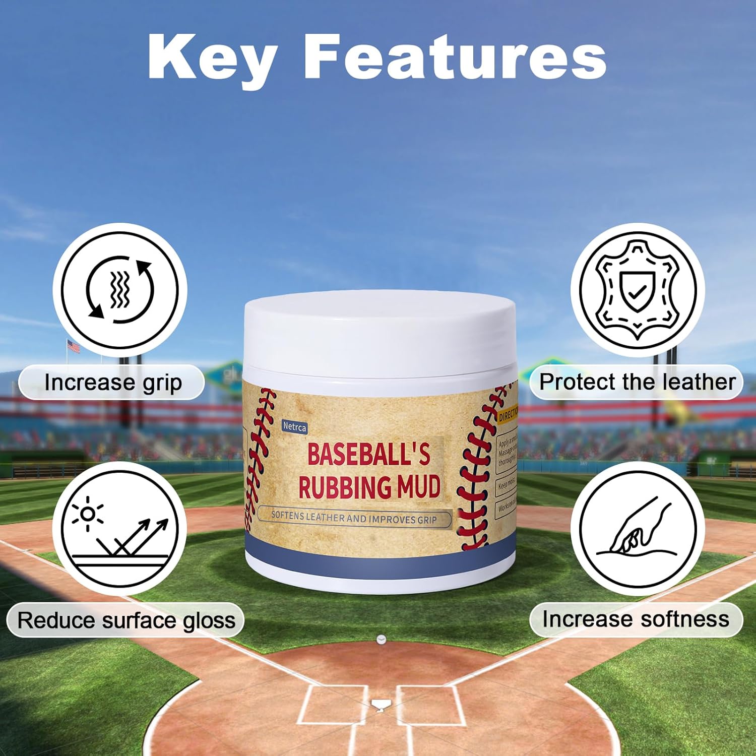 Baseball Mud for Softening, Darkening Leather, Enhancing Grip, Reduces Shine on New Balls | Baseball Rubbing Mud Original Formula for Game-Ready Leather & Synthetic Baseballs