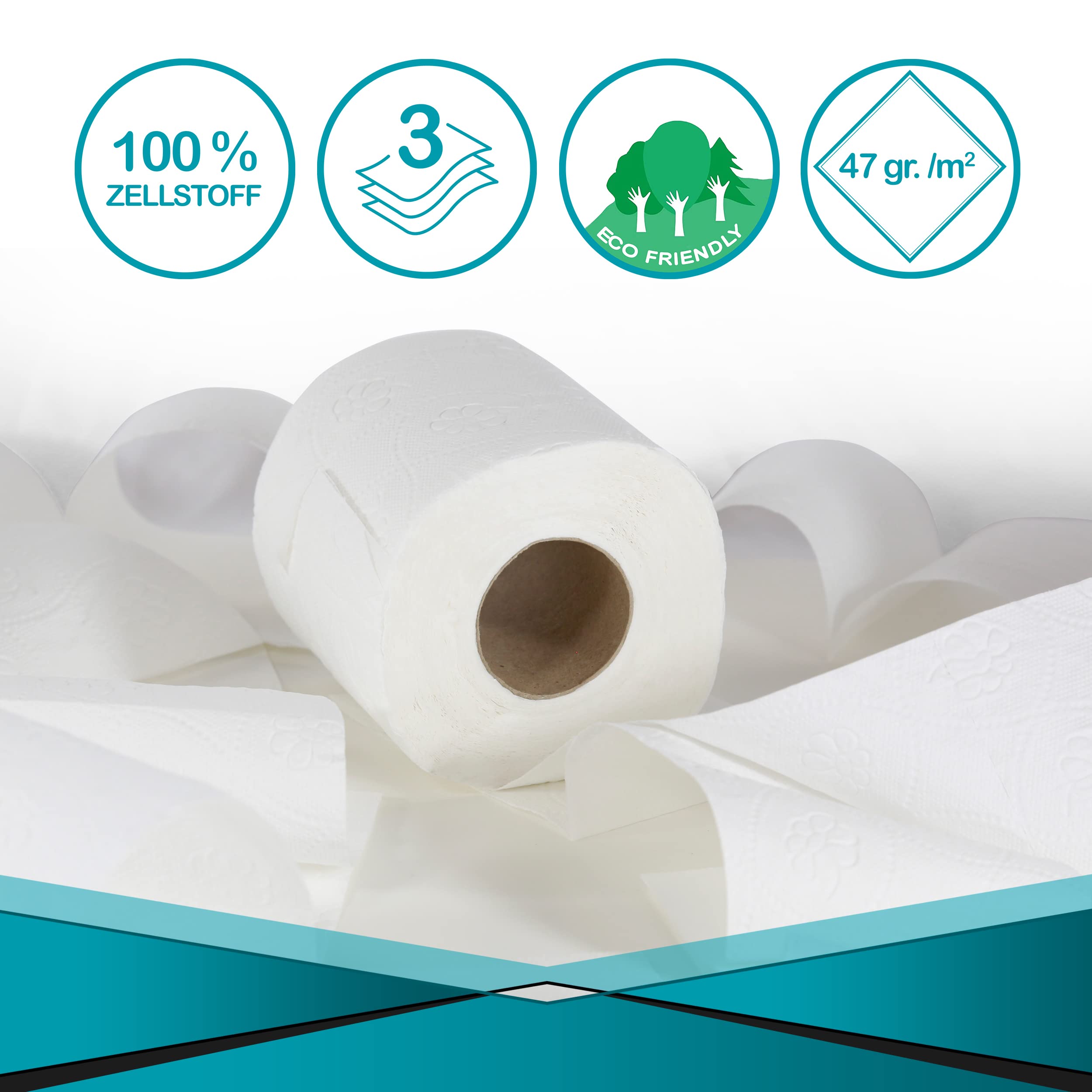 128 rollos de papel higiénico Commerline de 3 capas, papel higiénico para inodoro, 3 capas, 150 hojas por rollo, celulosa, extra suave, paquete grande (128 rollos)