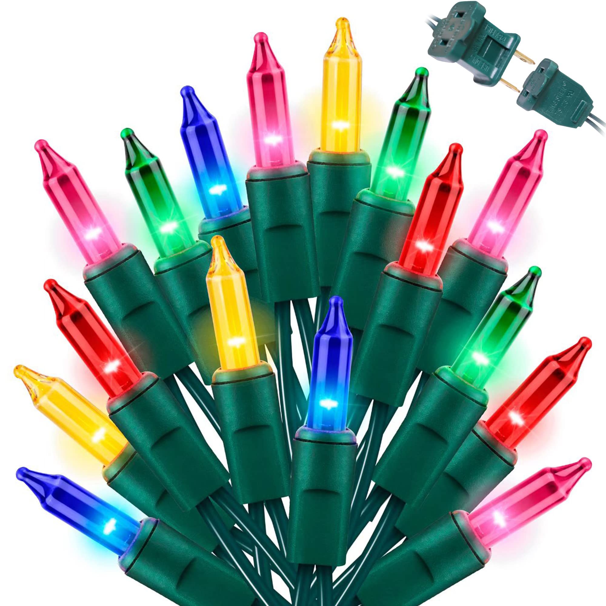 LAMPHOME Christmas String Light,100 Count Incandescent Mini String Light in 21.6ft,Indoor/Outdoor 120V UL Certified Mini Light for Christmas,Wedding,Patio Lawn,Home,Garden,Party,Store (Multi-Colored)