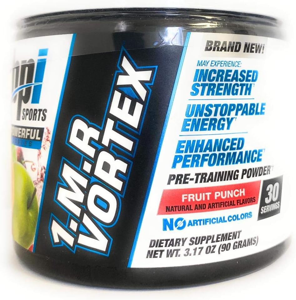 BPI Sports 1.M.R Vortex Pre Workout Powder, Non Habit Forming, Sustained Energy & Nitric Oxide Booster, Fruit Punch, 3.17 Ounce