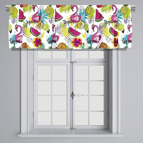 Miniatura 10 de Healbrighting Cenefa de cortina corta con bolsillo para cortinero con lunares negros y blancos para decoración de cocina, dormitorio, 52 x 18