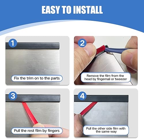 Miniatura 5 de Borde de goma protector autoadhesivo para chapa, borde de material de etileno propileno dieno, ajuste de 116 pulgadas (1.6 mm), longitud 20 pies,