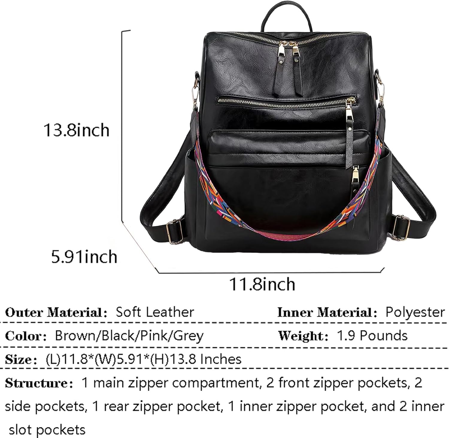 Women's Fashion Backpack Purse for Women Leather Multipurpose Design Ladies Shoulder Bag Travel bag Satchel Handbags - Image 3