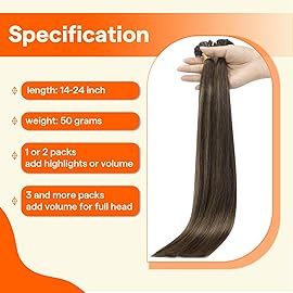 Full Shine K Tip Hair Extensions Real Human Hair Dark Brown Fading to Ash Brown and Brown Ktip Human Hair Extensions 18 Inch Keratin Bond Extensions 50 Grams