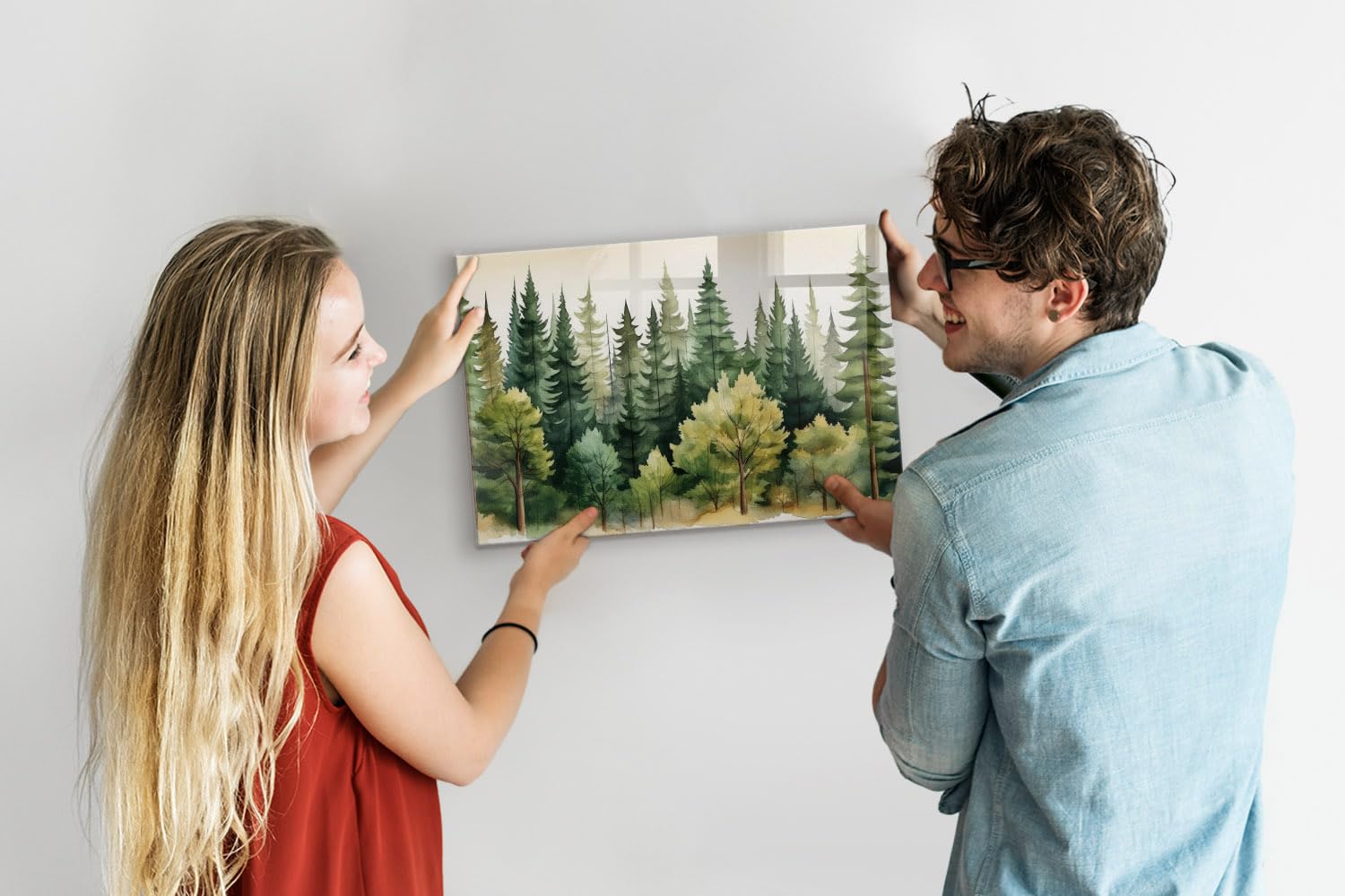Magnetisches Glasboard mit Neodym-Magneten | Schreibtafel aus Sicherheitsglas | Magnetisch, beschreibbar & abwischbar | Für Büro, Schule & Homeoffice - 60x40cm Landschaftswald