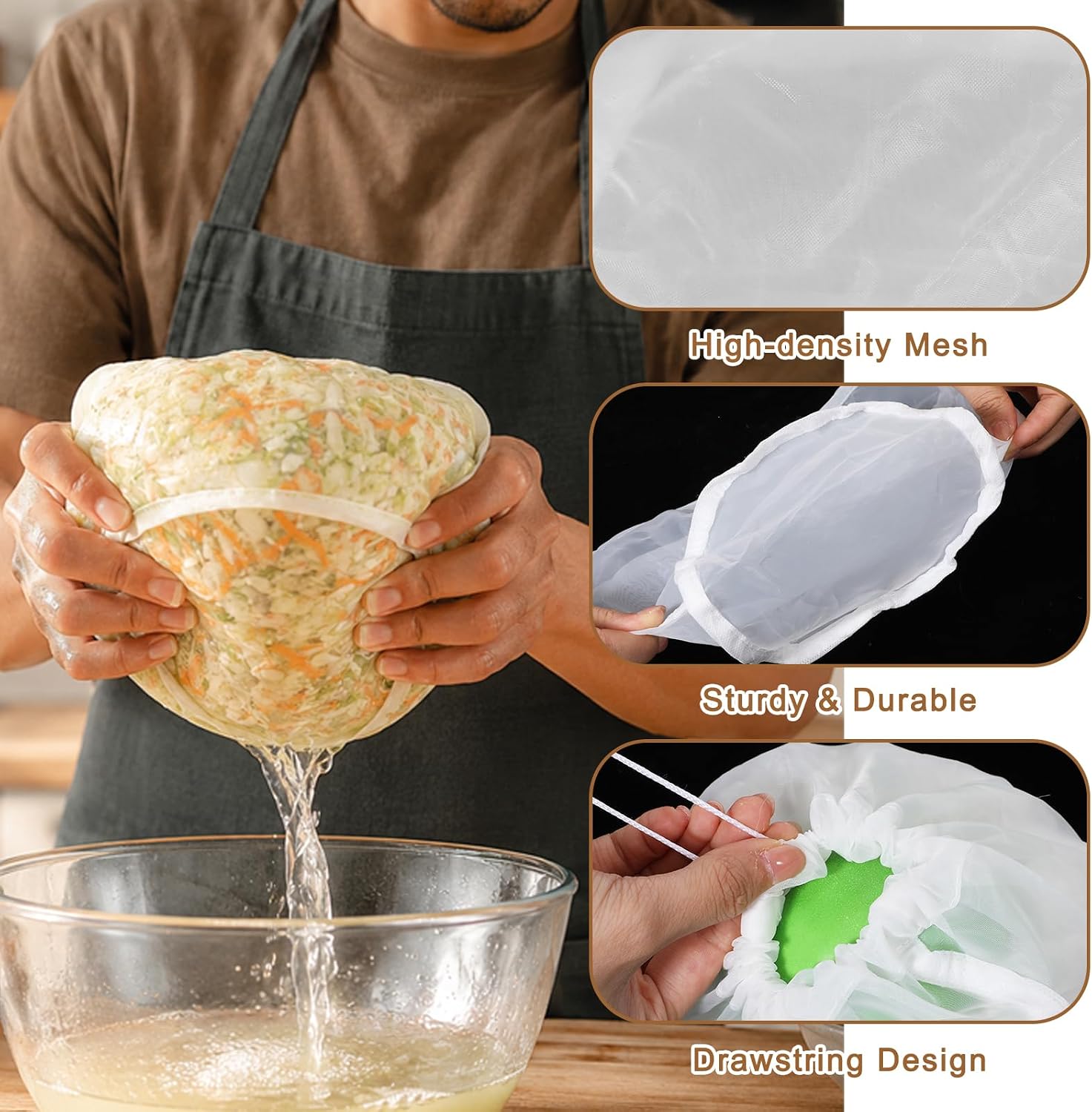 5PCS Cheese Cloth Bag for Straining Reusable Nut Milk Bag