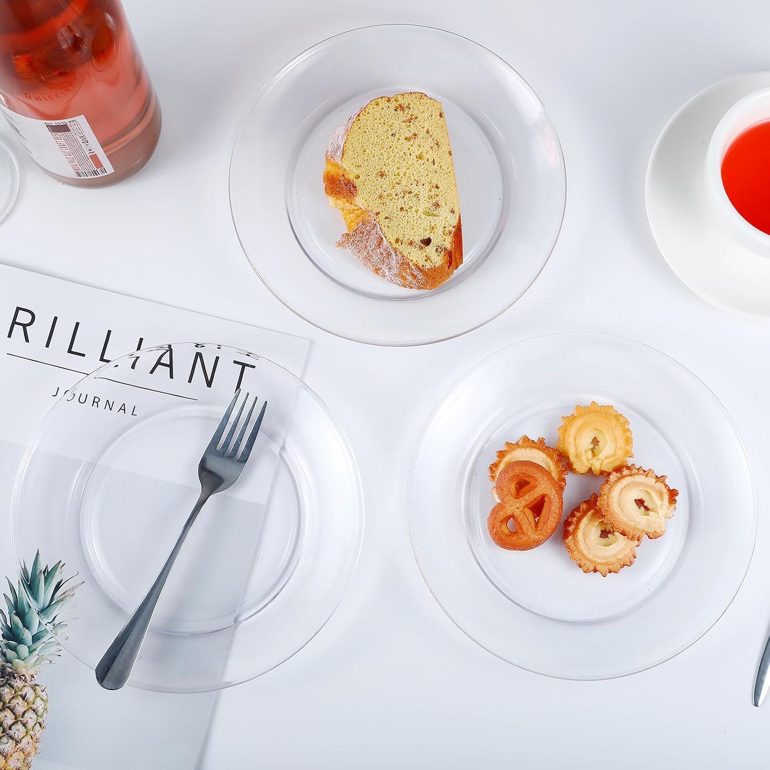 8 Pack Glass Dessert Plates, Clear Plates, 7.5 Inch