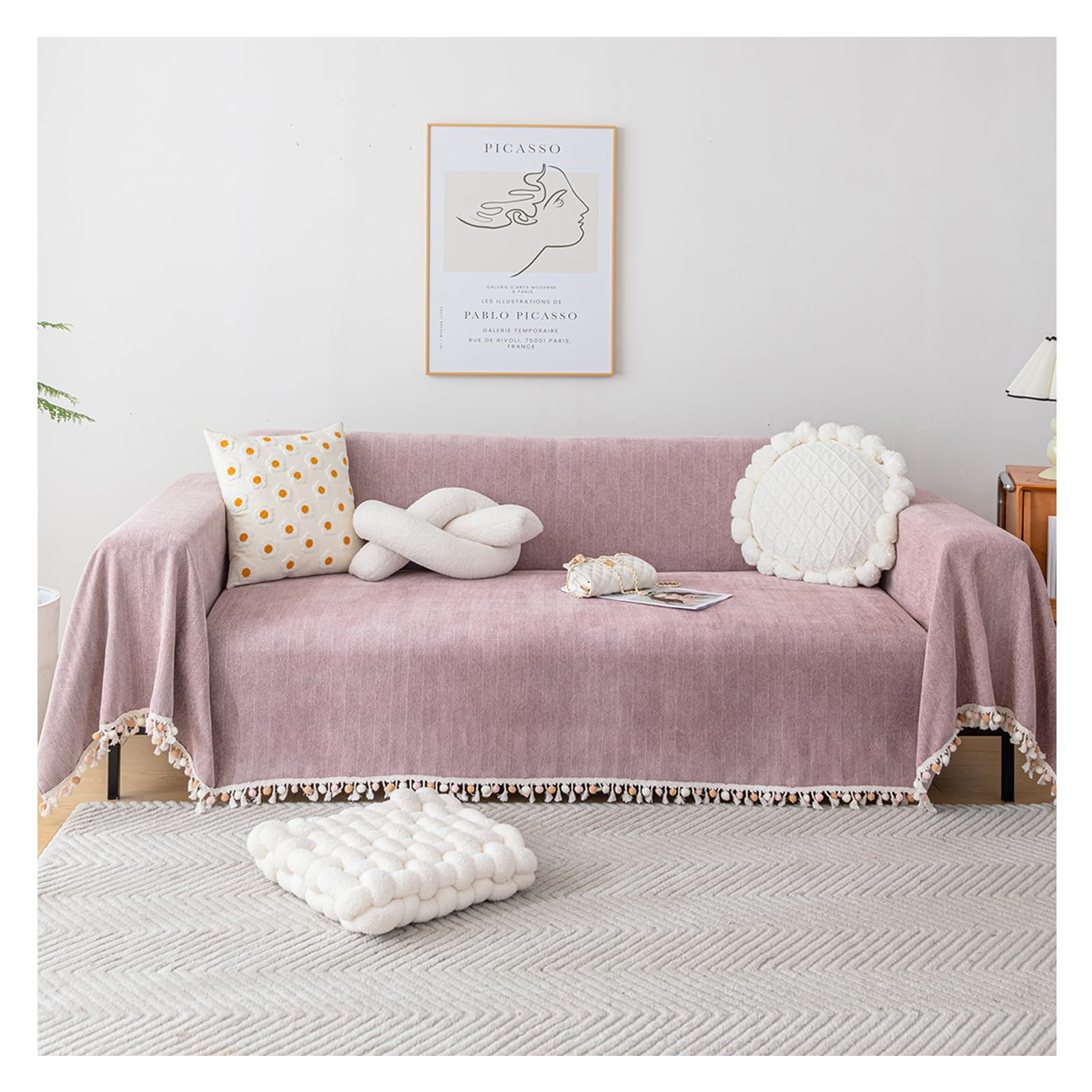 OREZAUQS Couch covers, urine proof couch cover,Sofa covers washable,couch cover blanket,Four Season Use Dust-Proof Sofa Towel Blanket (Pink,180 * 260 cm)