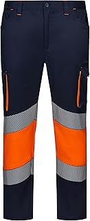 Pantalón Stretch Bicolor Cinta Segmentada Pantalones de utilidades de Trabajo Unisex Adulto
