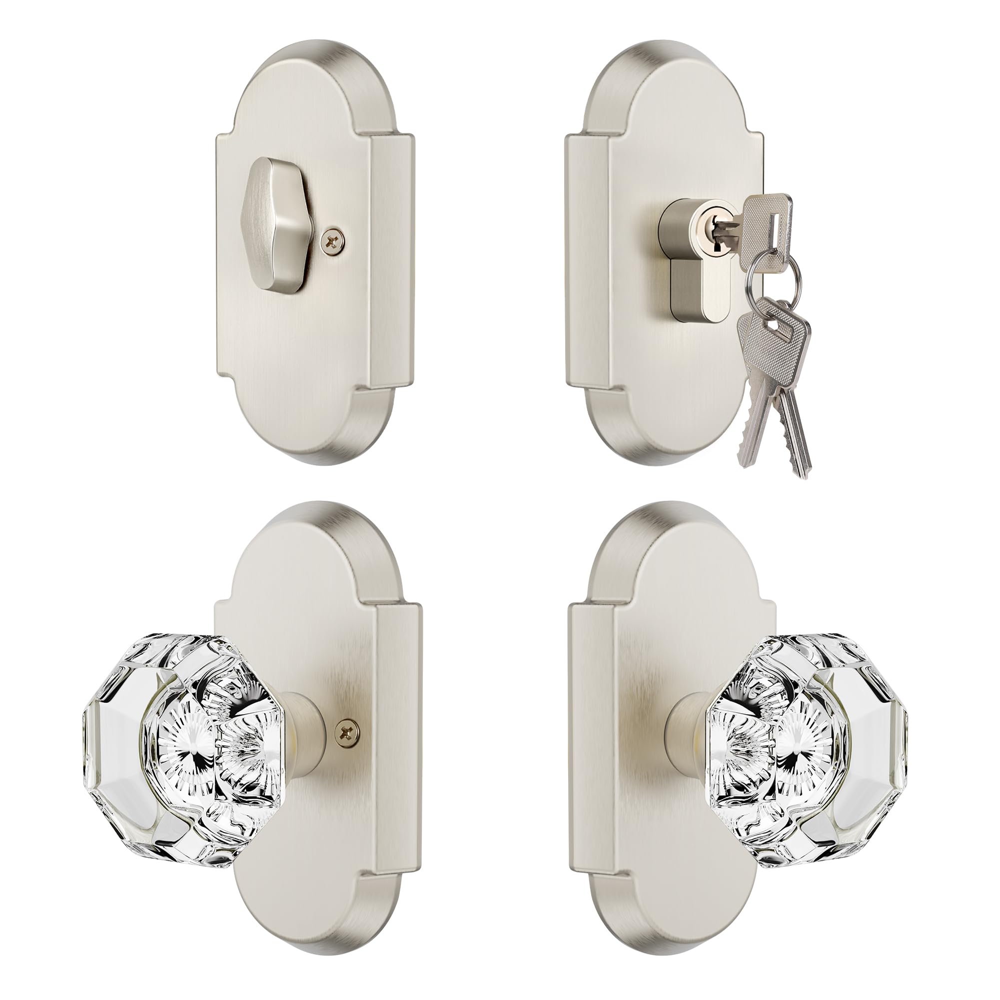 Crystal Privacy Door Knobs with Lock - BonKuDoo -16