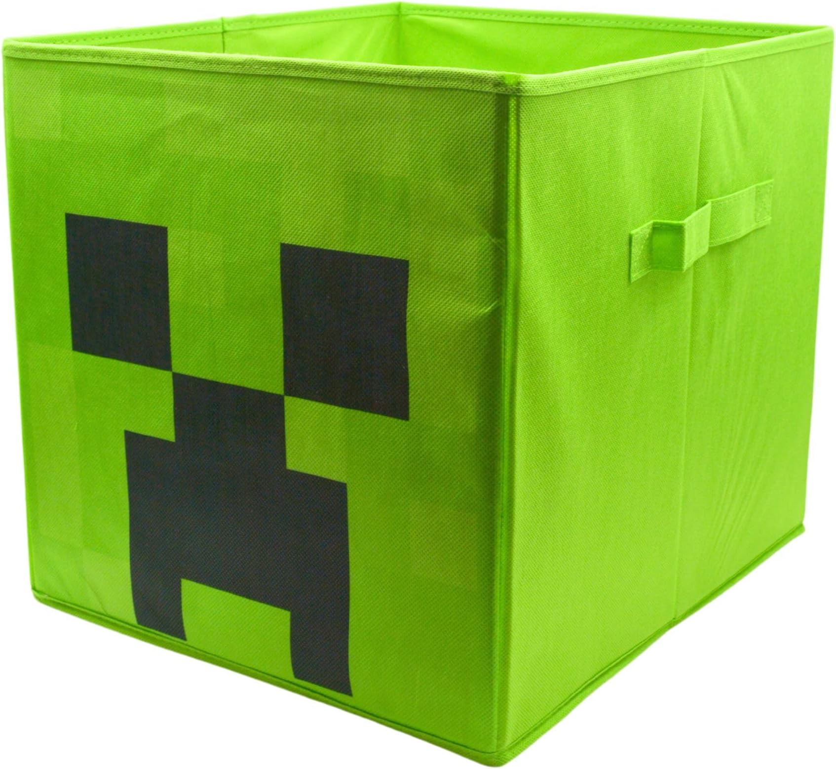 Minecraft Creeper Kids Bedroom Storage Boxes + Handles Durable Fabric Foldable Box Cubes Compatible Kallax Furniture | Organiser for Kids Toy Room & Playroom