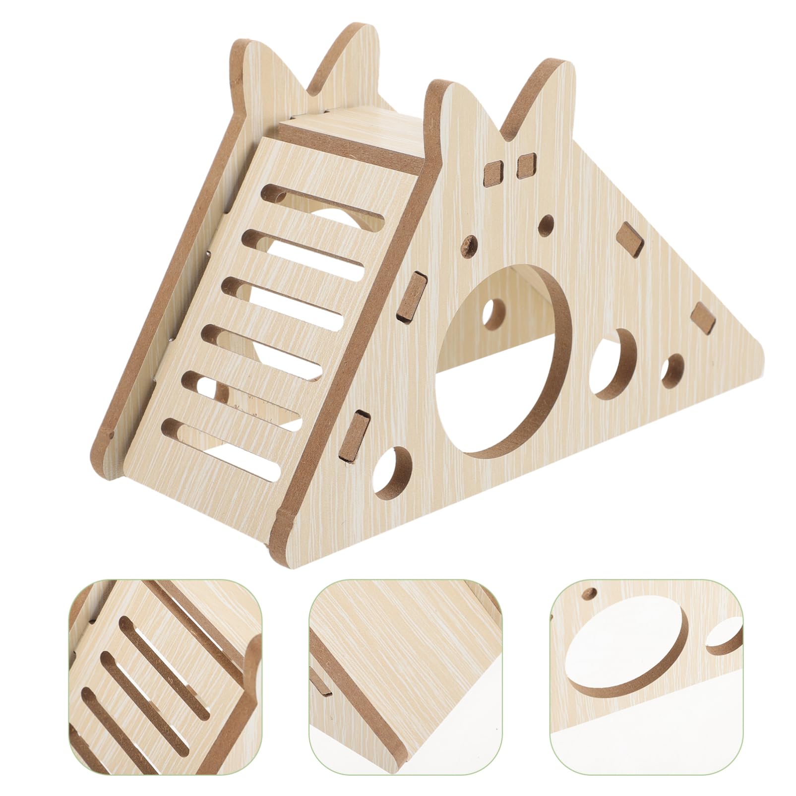 POPETPOP Wooden Hamster Hiding House Natural Wood Small Animal Shelter for Chinchillas Guinea Pigs Rats Comfortable Hideout for Sleeping Playing Year