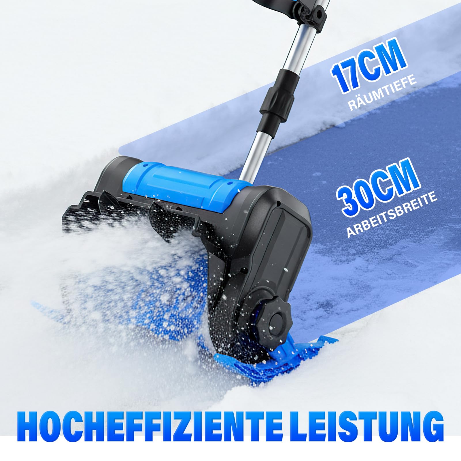Akku Schneefräse für Makita 21V Batterie, Elektrische Schneefräse (1000W kabellos Schneebürste bis Arbeitsbreite 30 cm, Auswurfweite 8.5m, max.Räumtiefe 17cm, 45° Einstellbar) ohne Akkus