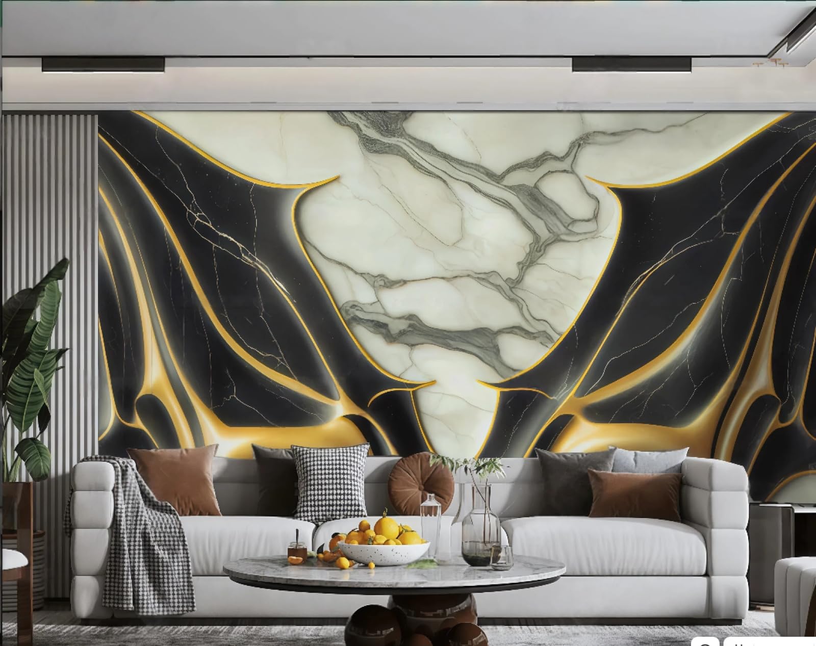 Nowoczesna trójwymiarowa tapeta tłoczona sztuka czarne złoto marmurowy wzór TV sofa tło tapeta ścienna salon restauracja kawiarnia, 3D, 250 x 175 cm
