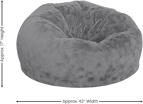 Miniatura 3 de Flash Furniture Puf de gran tamaño para niños y adultos, juego de 1, peludo gris