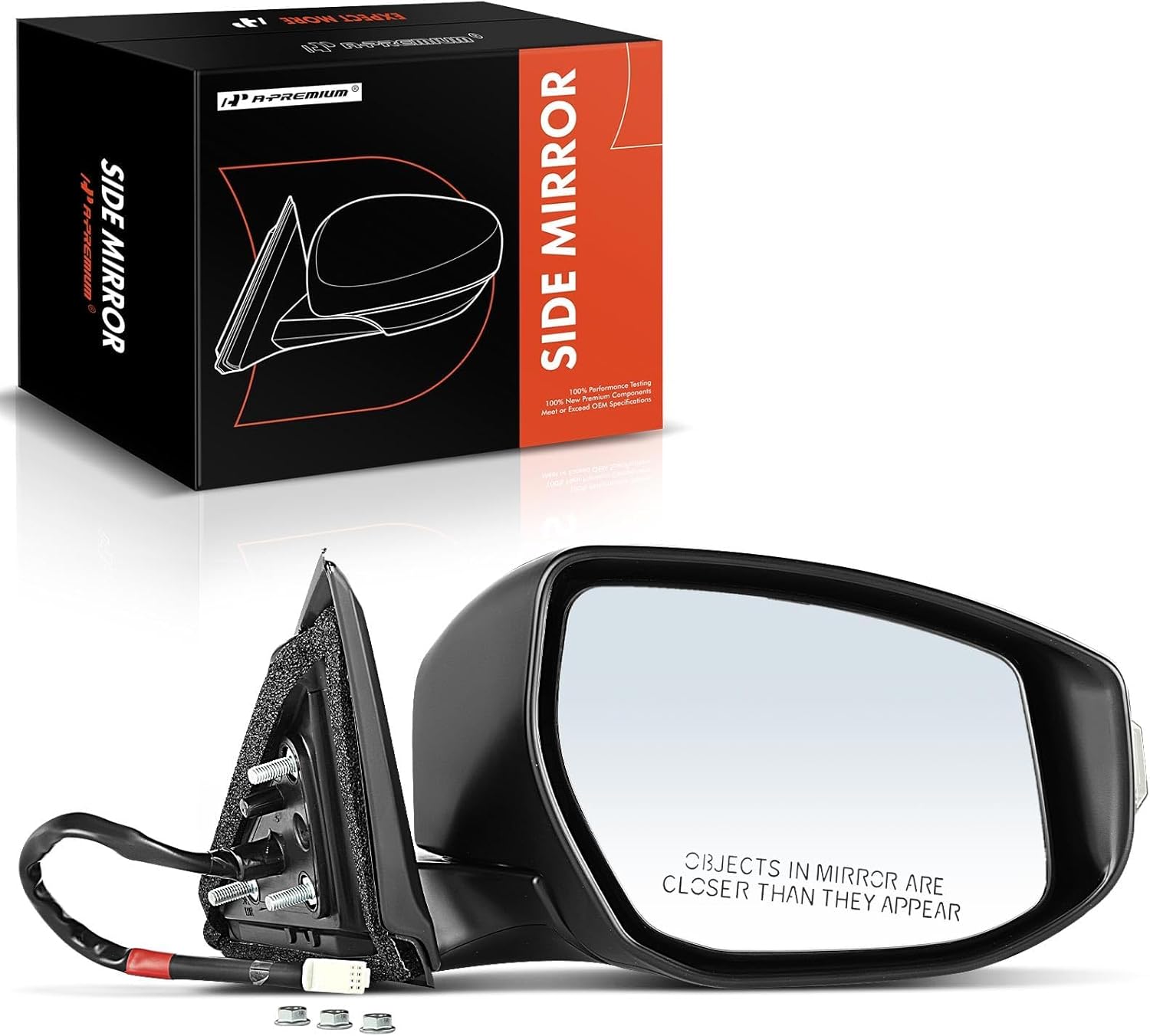 A-Premium Passenger Side Power Door Mirror - Compatible with Nissan Altima 2013 2014 2015 2016 2017 2018 Sedan - Heated Manual Folding White Outside Rear View Mirror with Turn Signal