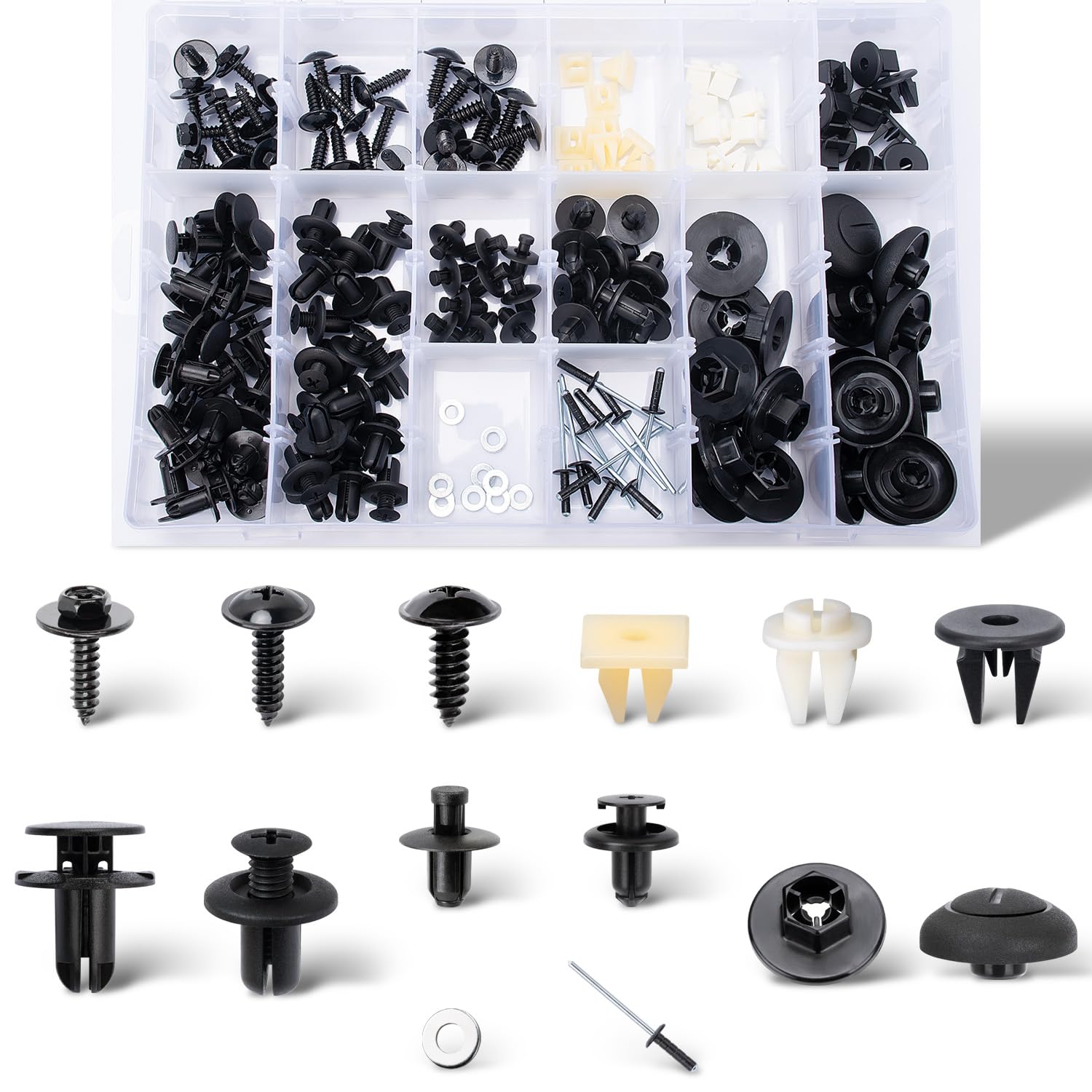 OAUTOO 160pcs for Hyundai & Kia Bumper Engine Under Cover Fender Liner Rocker Molding Retainer Clips Assortment Screw with Nut Kit