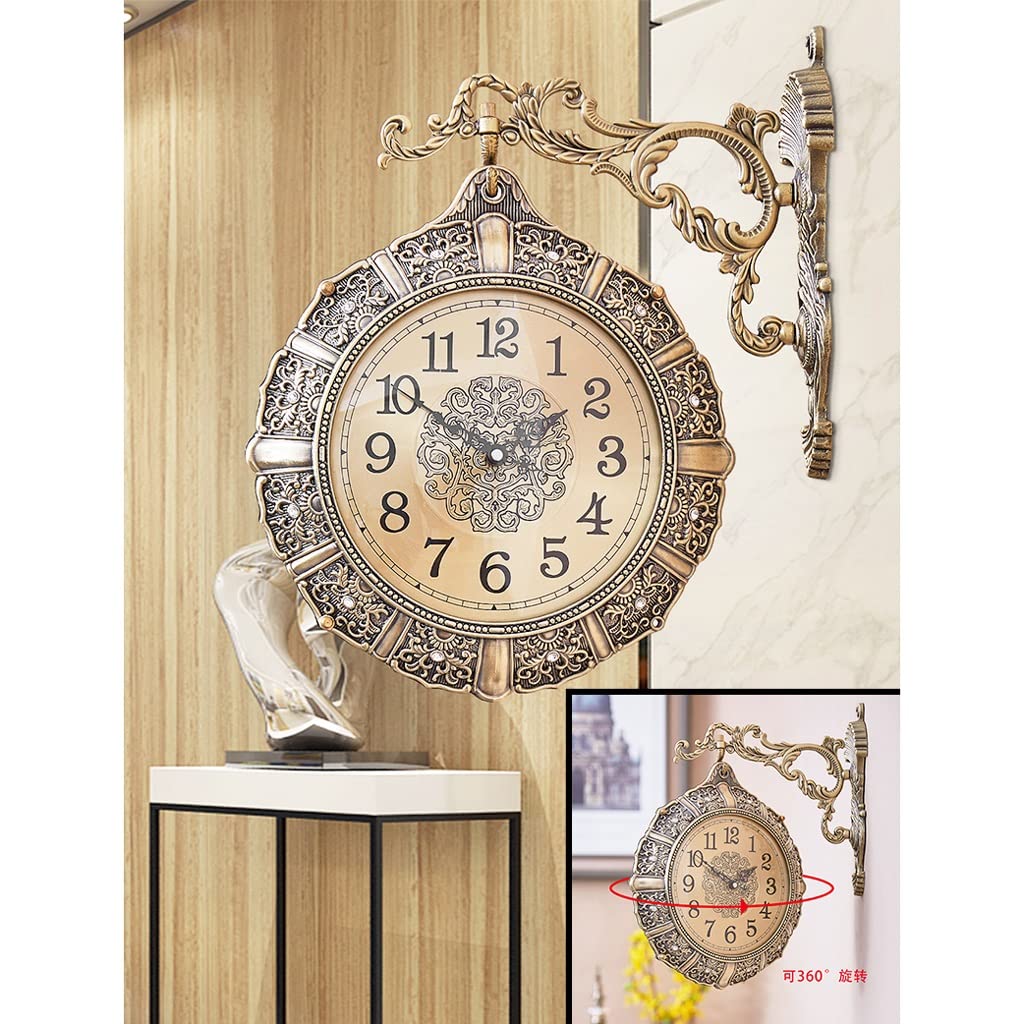 Amazon.com: Nordic Wall Clock Vintage Silent Two Sided Gold Clocks