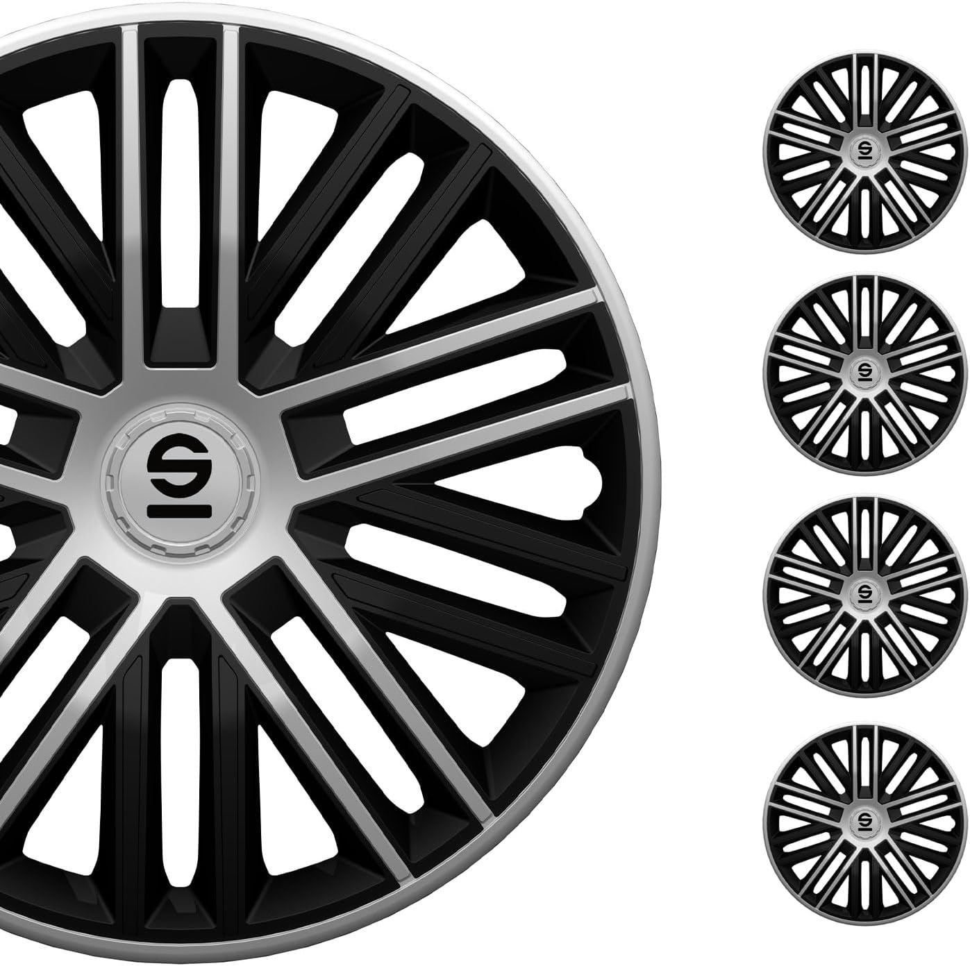 Sparco Wheel Covers Bergamo - 16-inch - Black/Silver - Set of 4 Pieces