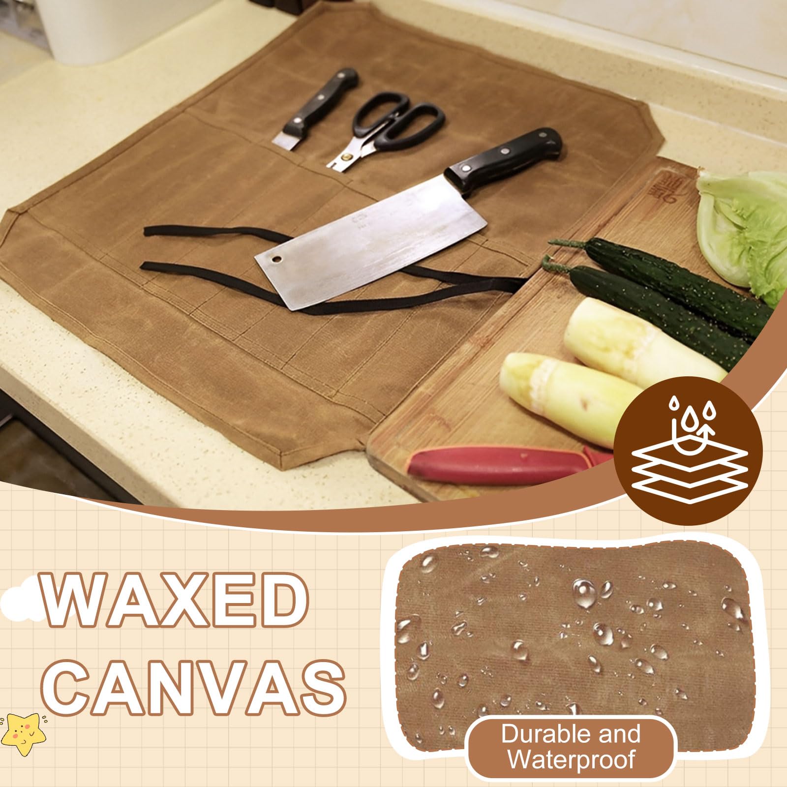 Borsa Coltelli Chef, Borsa Coltelli Portatile, Borsas Porta Coltelli da Chef Professionali, Custodia Portatile in Tela Impermeabile per Coltellis da Campeggio ed Escursionismo, Regalo per lo Chefs