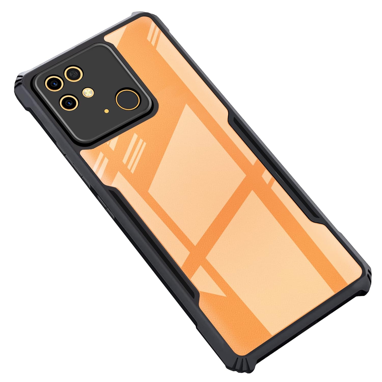 CEDO Redmi 10 Power / 10C / Redmi 10 (4G) Back Case Cover | Camera Protection Shockproof Bumper-Edge | Acrylic Crystal Clear 360 Degree Protection TPU+PC | Transparent Eagle Back Case Cover (Black)