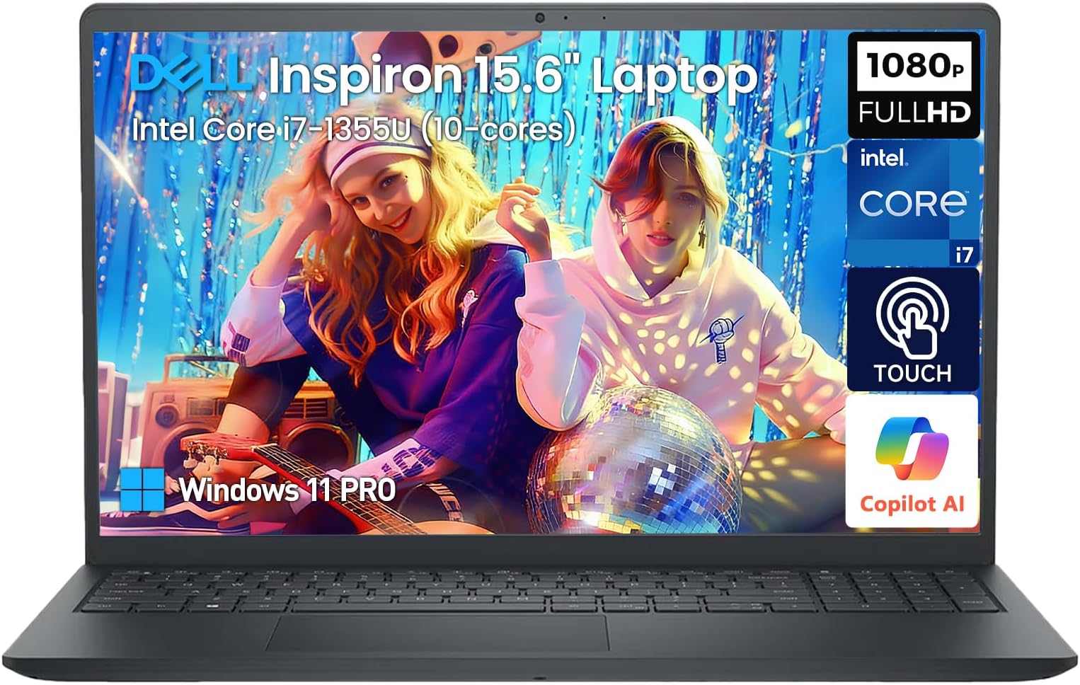 Laptop 15, Inspiron 15.6" FHD IPS Touchscreen, 13th Gen Intel Core i7 10-Core Processor, 32GB RAM, 1TB SSD, Windows 11 Pro, Business & Student Laptop, Wi-Fi 6, USB-C, HDMI, Black