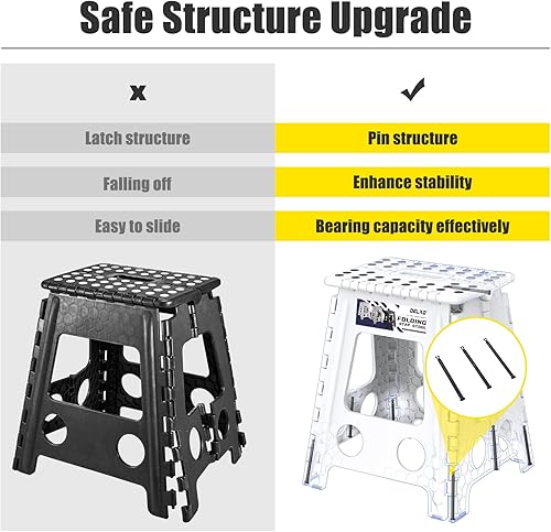 Miniatura 3 de Delxo Taburete plegable de 17.5 pulgadas, taburete plegable resistente para adultos, taburete plegable de plástico portátil de alta calidad,