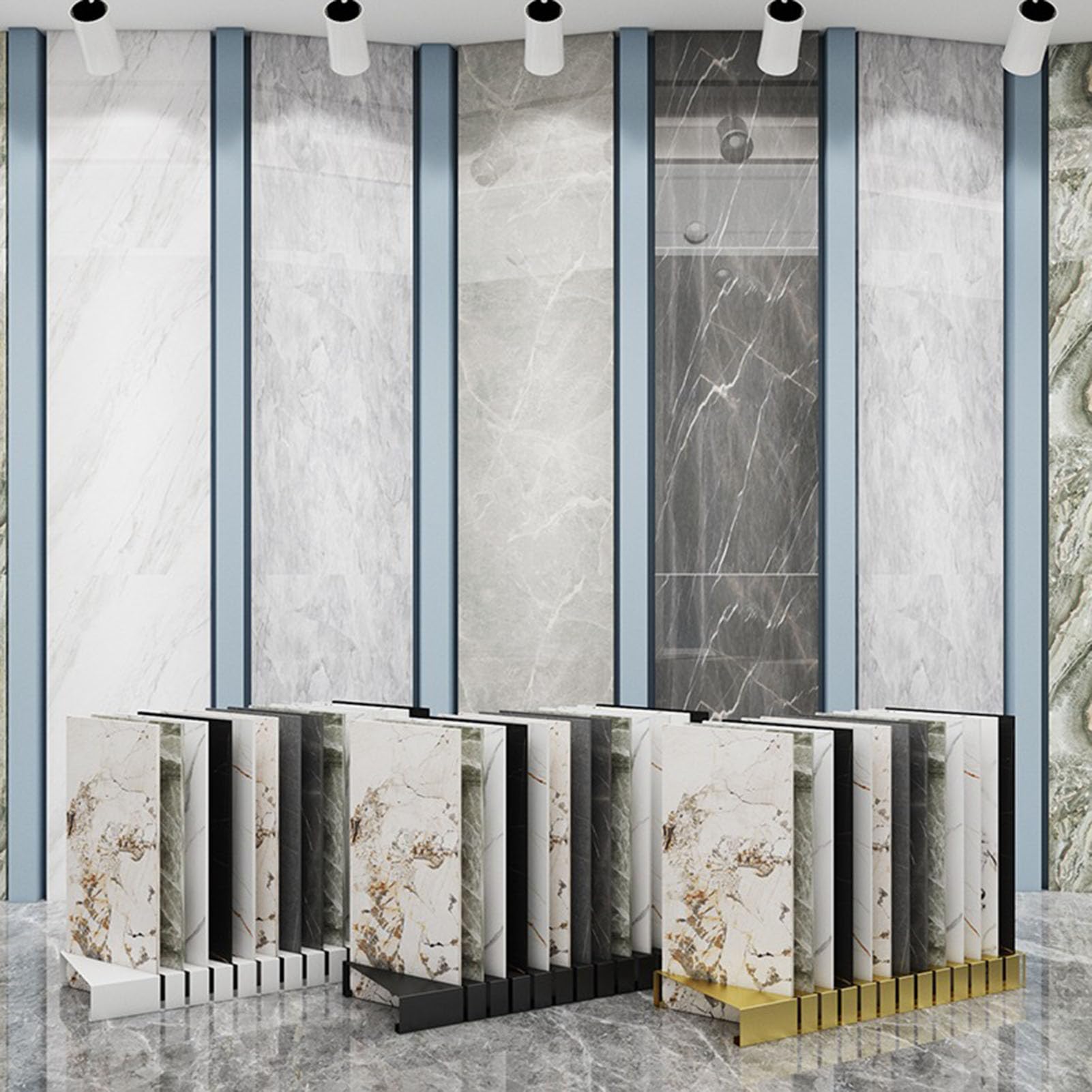 Soporte de exhibición de muestras de azulejos de cerámica, soporte de muestras de suelo de madera, estante de exhibición ranurado, muestra de material de construcción, soporte de muestras de aluminio