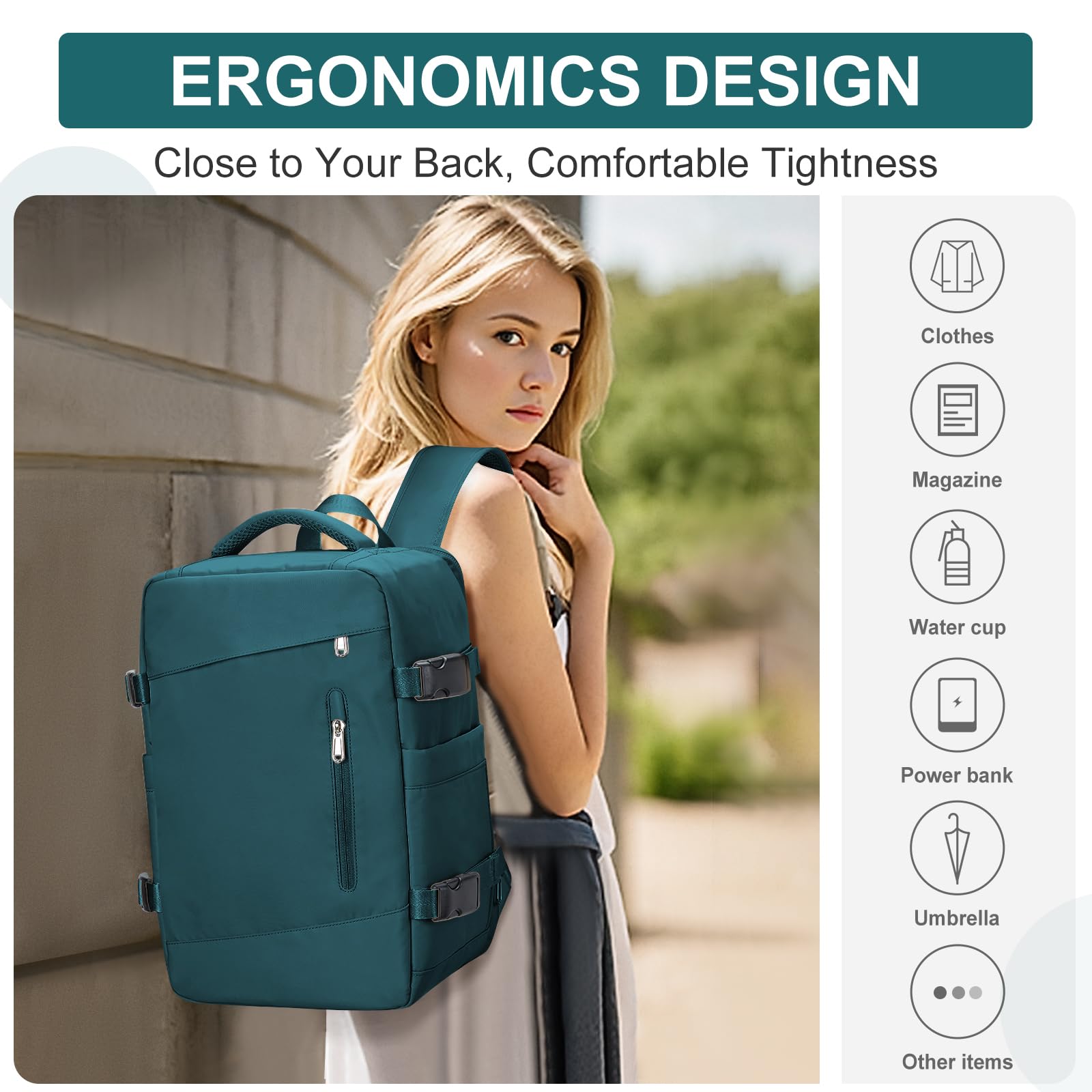 SZLX Borse da Cabina per Easyjet 45x36x20 Zaino da Viaggio aereo Bagaglio a Mano Zaino Ryanair 40x20x25 con porta USB zaino Borsa da Viaggio Impermeabile donna zaino per Computer Casual Daypack