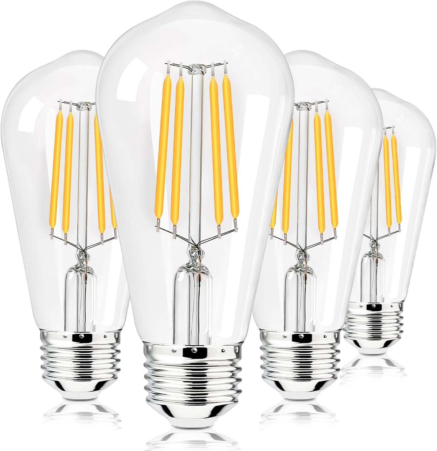 ST58 LED Light Bulbs, Shatterproof Edison Bulbs 60 Watt Equivalent, E26 Base 2700K LED Bulb, Vintage Decorative Light for Home Lighting, Bedroom, Bathroom,Non-dimmable (4pack-Warm White)