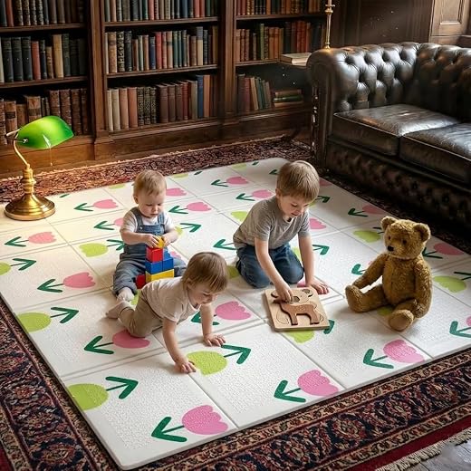 TRIVYOM Foldable Baby Play Mat - 150x200 CM Double Sided | Waterproof Foam Crawling Mat | Soft Cushion Non Slip Floor Mat...