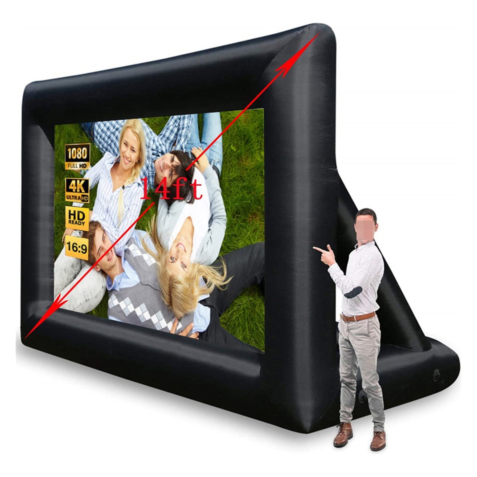 Myuyee 14Ft 8Ft 10Ft 12Ft 16Ft 18Ft 20Ft Inflatable Projector Movies Screen For Home Movies Tv Shows Videos Playing Games Etc Gaming, Office (14Ft)