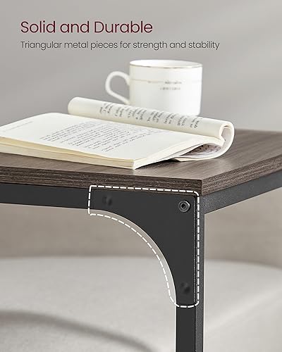 Miniatura 6 de VASAGLE - Mesa auxiliar en forma de C, para sofá, mesa de sofá con marco de metal, pequeña mesa para TV, para sala de estar o dormitorio, marrón