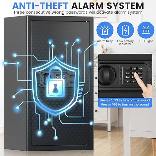 Miniatura 5 de Caja fuerte ignífuga grande de 6.5 pies cúbicos, caja fuerte para el hogar con bolsa ignífuga e impermeable, caja fuerte digital para documentos de